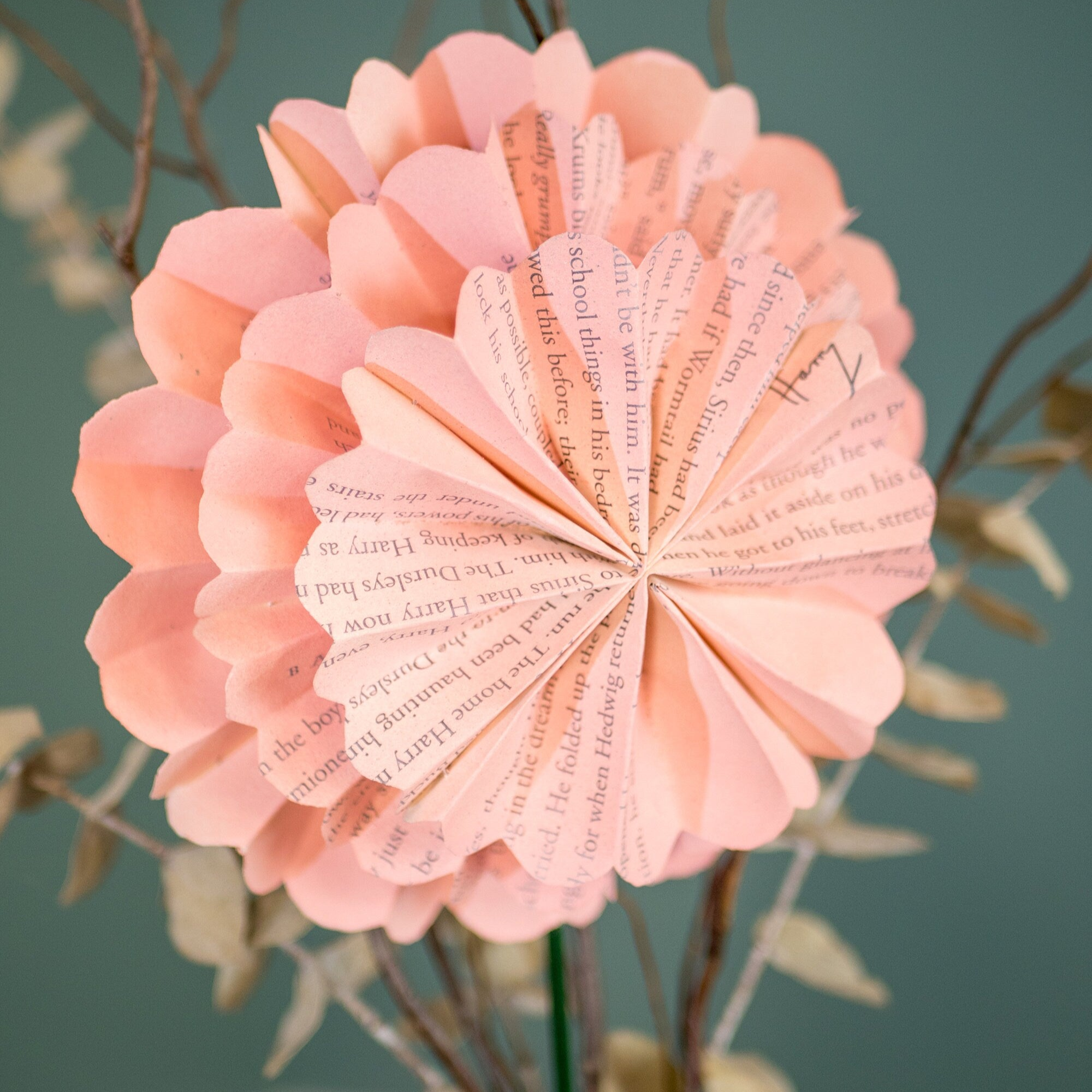 Paper Anniversary Gift Flower Stems First Anniversary Gift for Book Lover