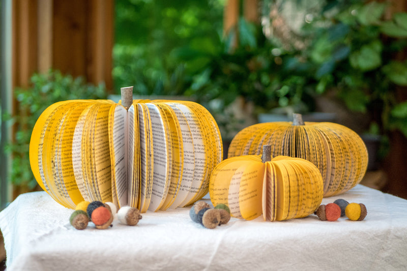 Fall Decor Book Pumpkins Thanksgiving Table Decor for Halloween Book Themed