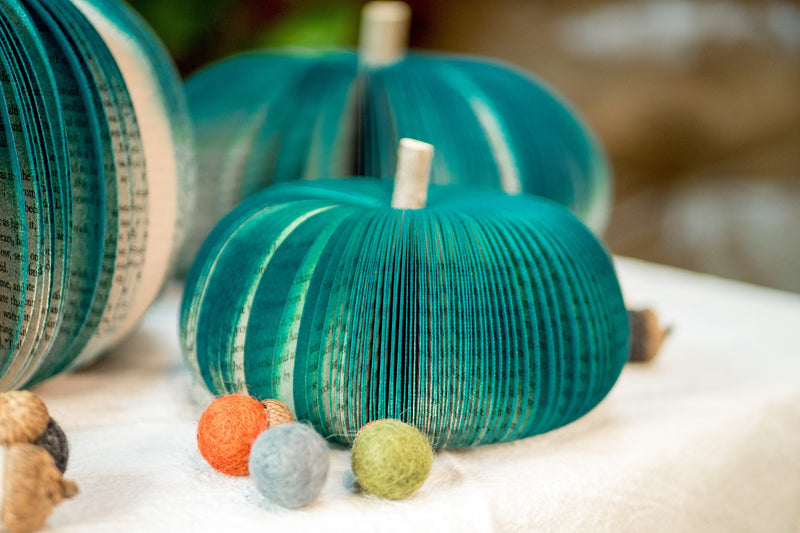 Dark Teal Book Pumpkins