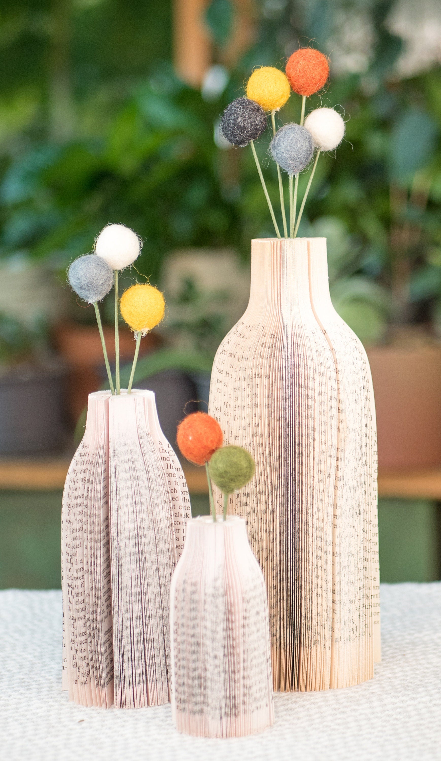 Felt Ball Flower Book Vases
