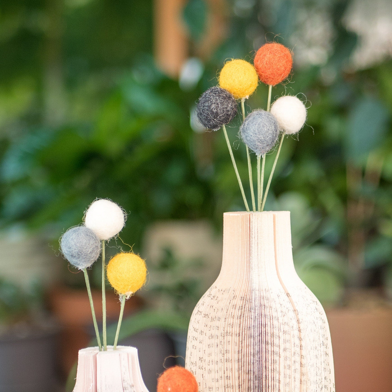 Felt Ball Flower Book Vases