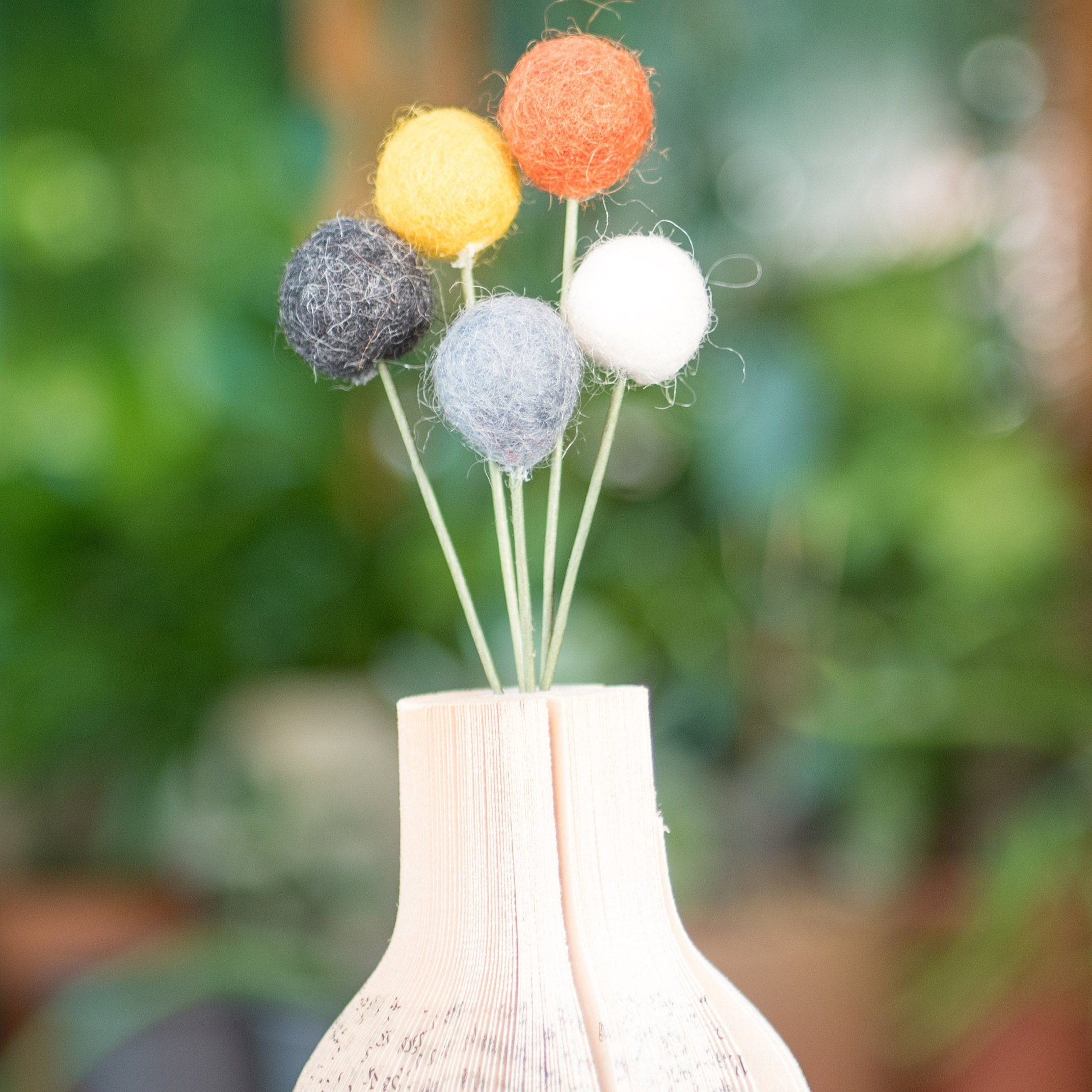 Felt Ball Flower Book Vases