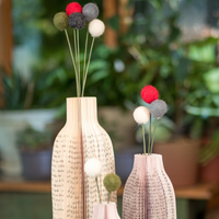 Book Themed Home Decor Felt Ball Flower with Vase Christmas Decor Table Centerpiece