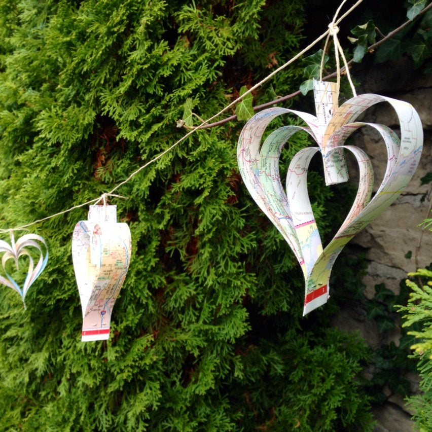 Map Heart Garland