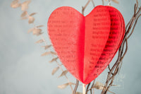Paper Anniversary Gifts Literary Themed Heart Decor Valentines Day Vase Filler