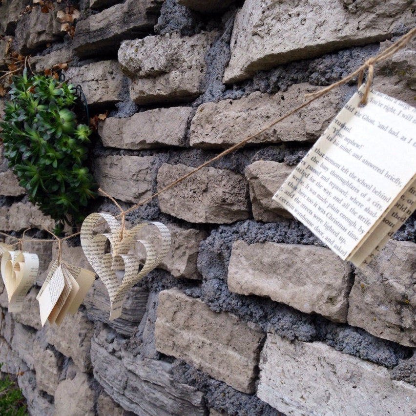 Harry Potter-Paper Heart and Mini Book Garland-10ft-Wedding Decor-Wedding Garland-Book Garland-Bridal Shower-Paper Garland-Bunting