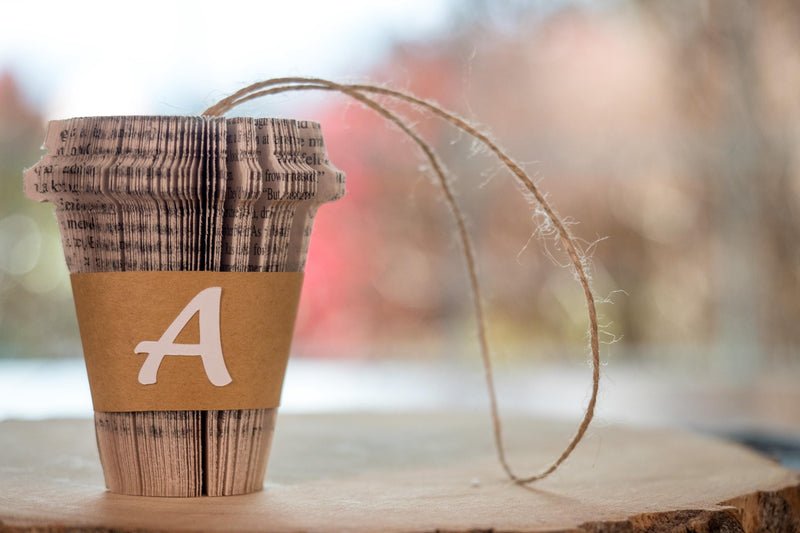 Coffee Ornament Personalized Initial Letter