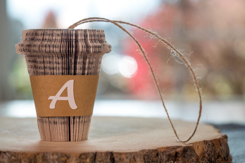 Coffee Ornament Personalized Initial Letter