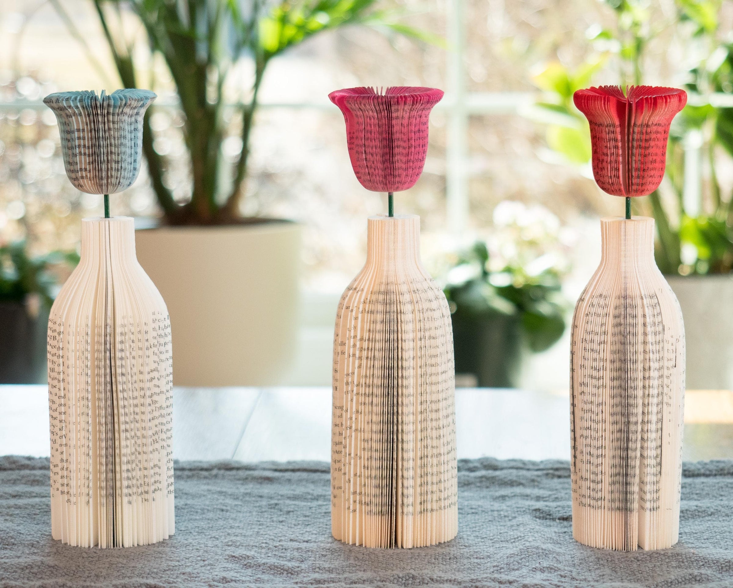 Bell Flower Vase Gift for Book Worm Mothers Day 4th Anniversary Gift for Wife and Mom Book Decor Librarian Gift for Flower Lovers