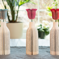 Bell Flower Vase Gift for Book Worm Mothers Day 4th Anniversary Gift for Wife and Mom Book Decor Librarian Gift for Flower Lovers