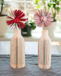 Wire Stem Flower Vase Gift for Book Worm Mothers Day 4th Anniversary Gift for Wife and Mom Book Decor Librarian Gift for Flower Lovers