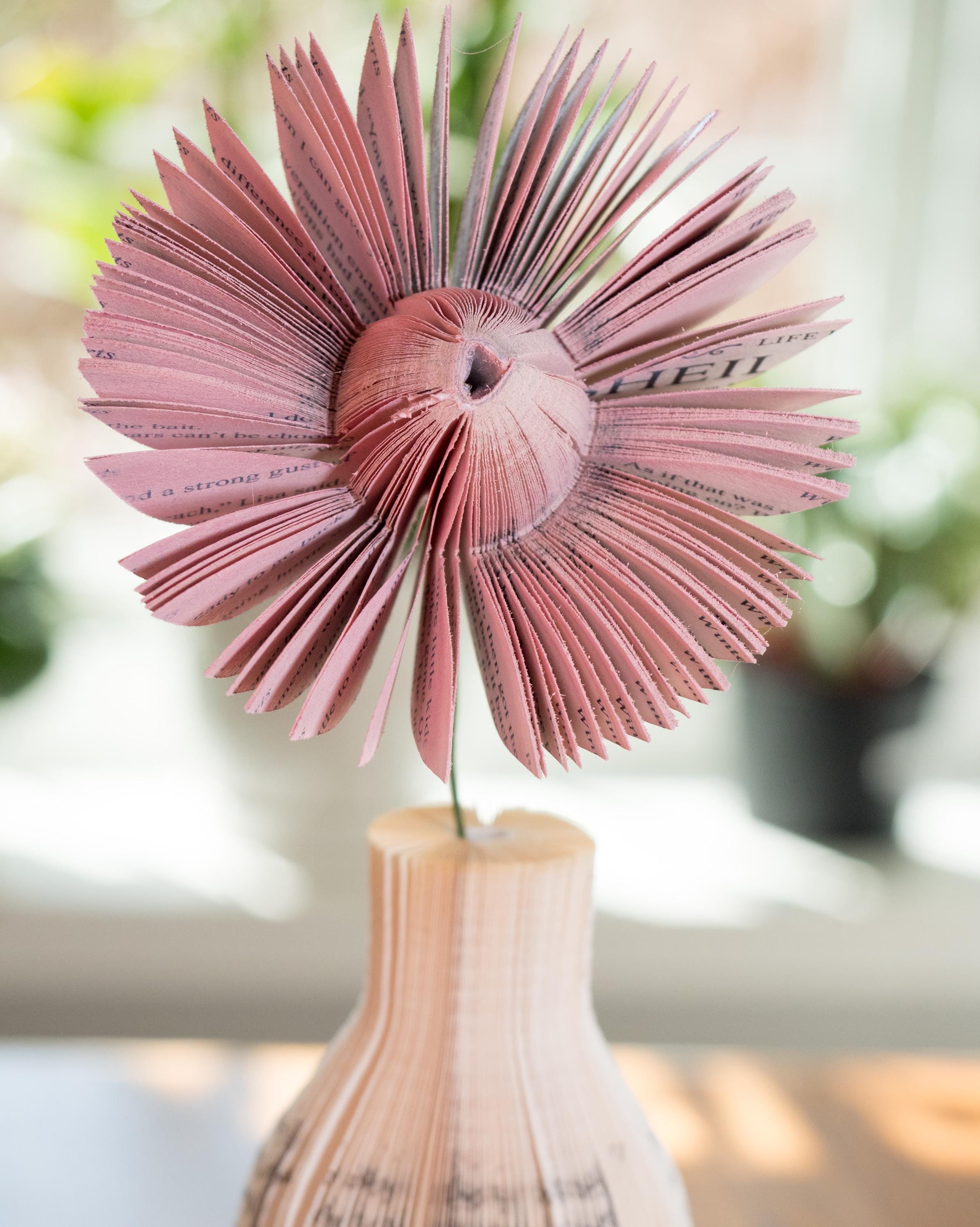 Wire Stem Flower Vase Gift for Book Worm Mothers Day 4th Anniversary Gift for Wife and Mom Book Decor Librarian Gift for Flower Lovers