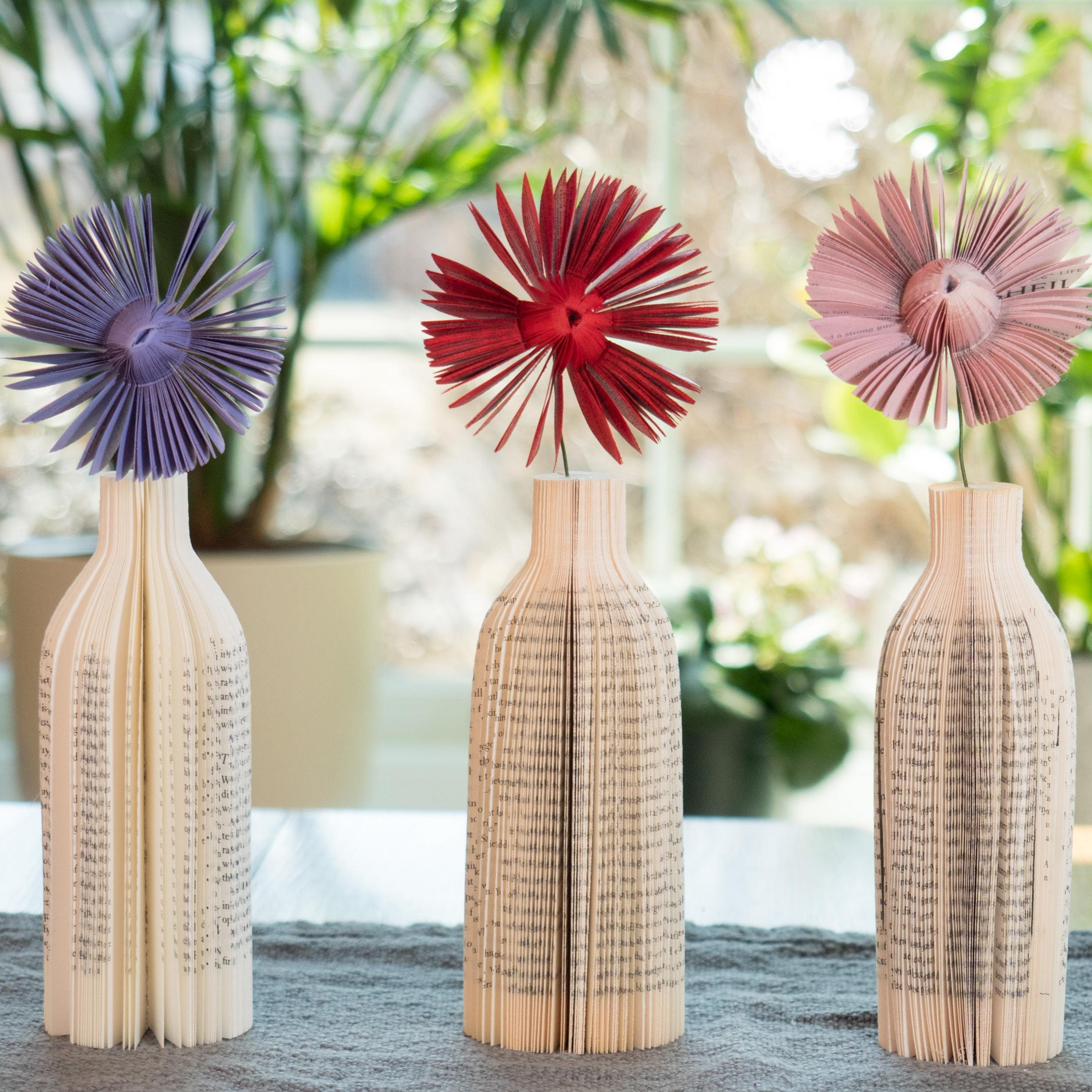 Wire Stem Flower Vase Gift for Book Worm Mothers Day 4th Anniversary Gift for Wife and Mom Book Decor Librarian Gift for Flower Lovers